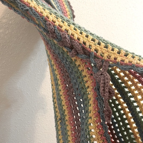 Hand Crocheted Pastel Rainbow Bathingsuit Cover up Top/ Vest Size S-M - Picture 4 of 8